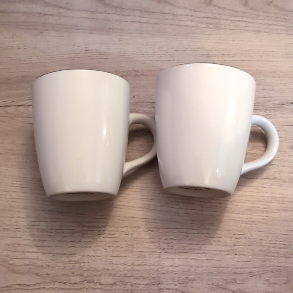 Two Black & White Corelle Hearthstone Coffee Mug Cup